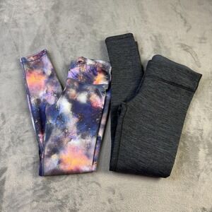 Athleta Girl Leggings Womens Large 12 Polartec Tight Gray Chit Chat Printed Pair
